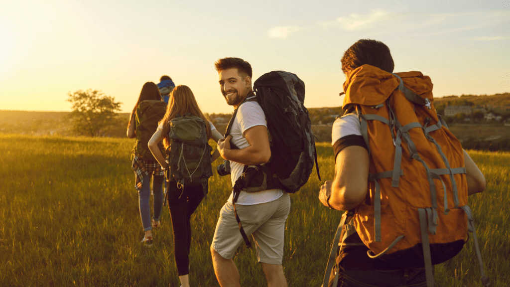 people hiking at the mountain