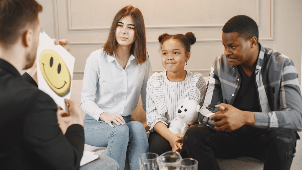 a group of people sitting on a couch